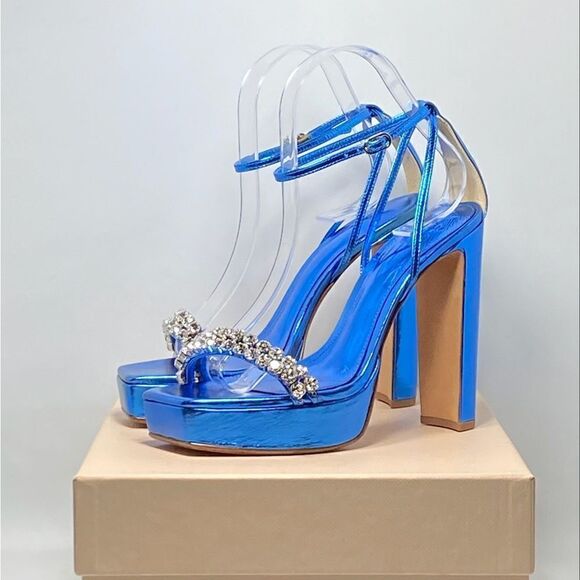 Alexandre Birman Lenny Metallic Leather Platform Sandals size 37 - Picture 10 of 12